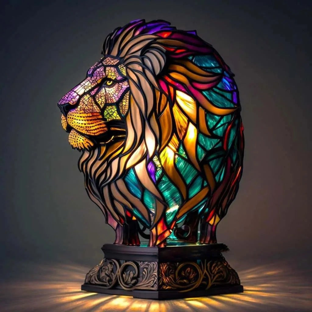 SIMBA | MAGICAL LION LAMP IN STAINED GLASS