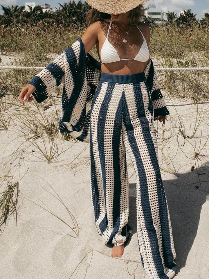 ELEANOR - ENSEMBLE HAUT ET PANTALON À RAYURES CREUX