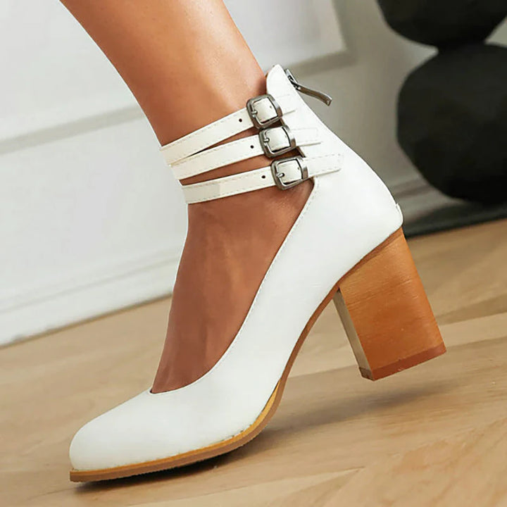 CASILDA™ | SMOOTH SANDALS WITH ANKLE STRAP AND BLOCK HEEL