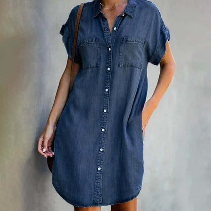 OLIVE™ | ELEGANT DENIM DRESS WITH BELLY COVER