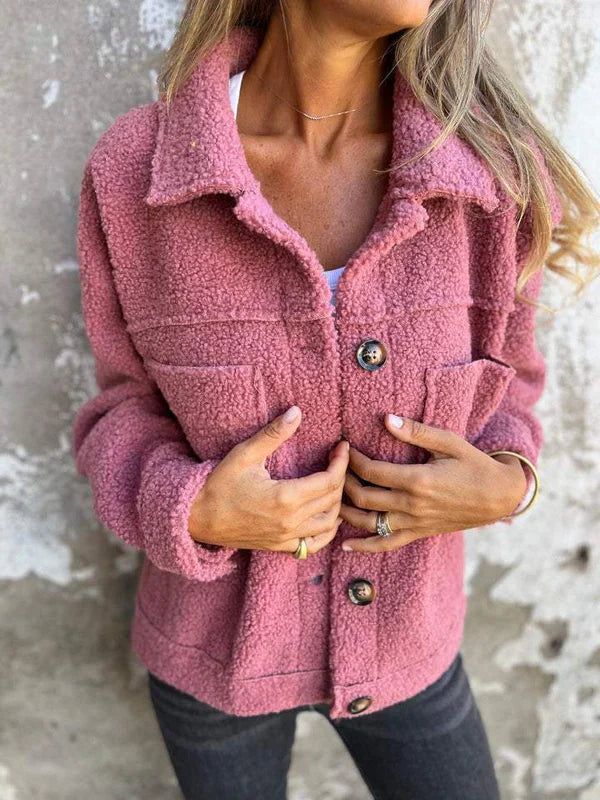 DION™ - VESTE COURTE EN LAINE À REVERS