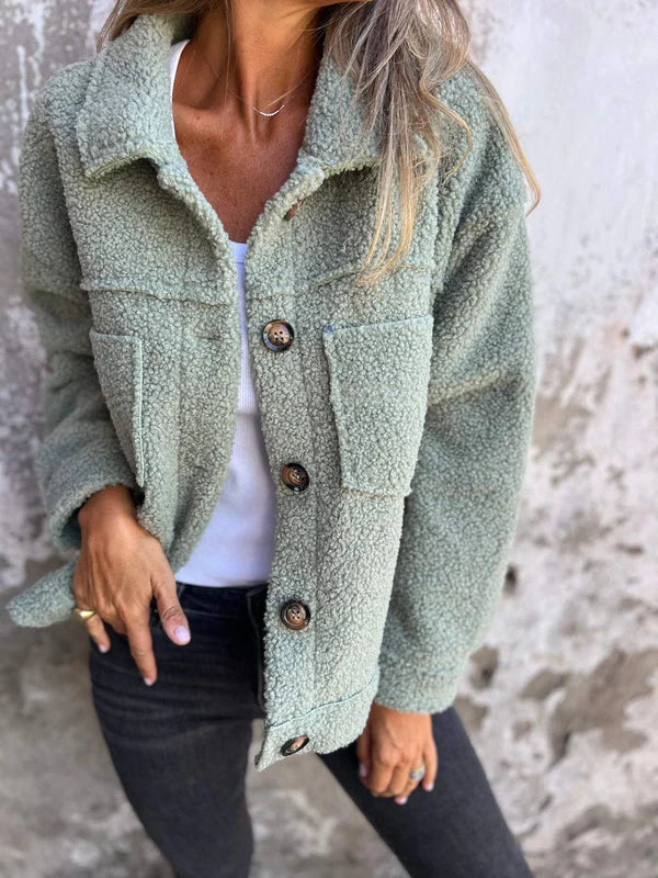 DION™ - VESTE COURTE EN LAINE À REVERS