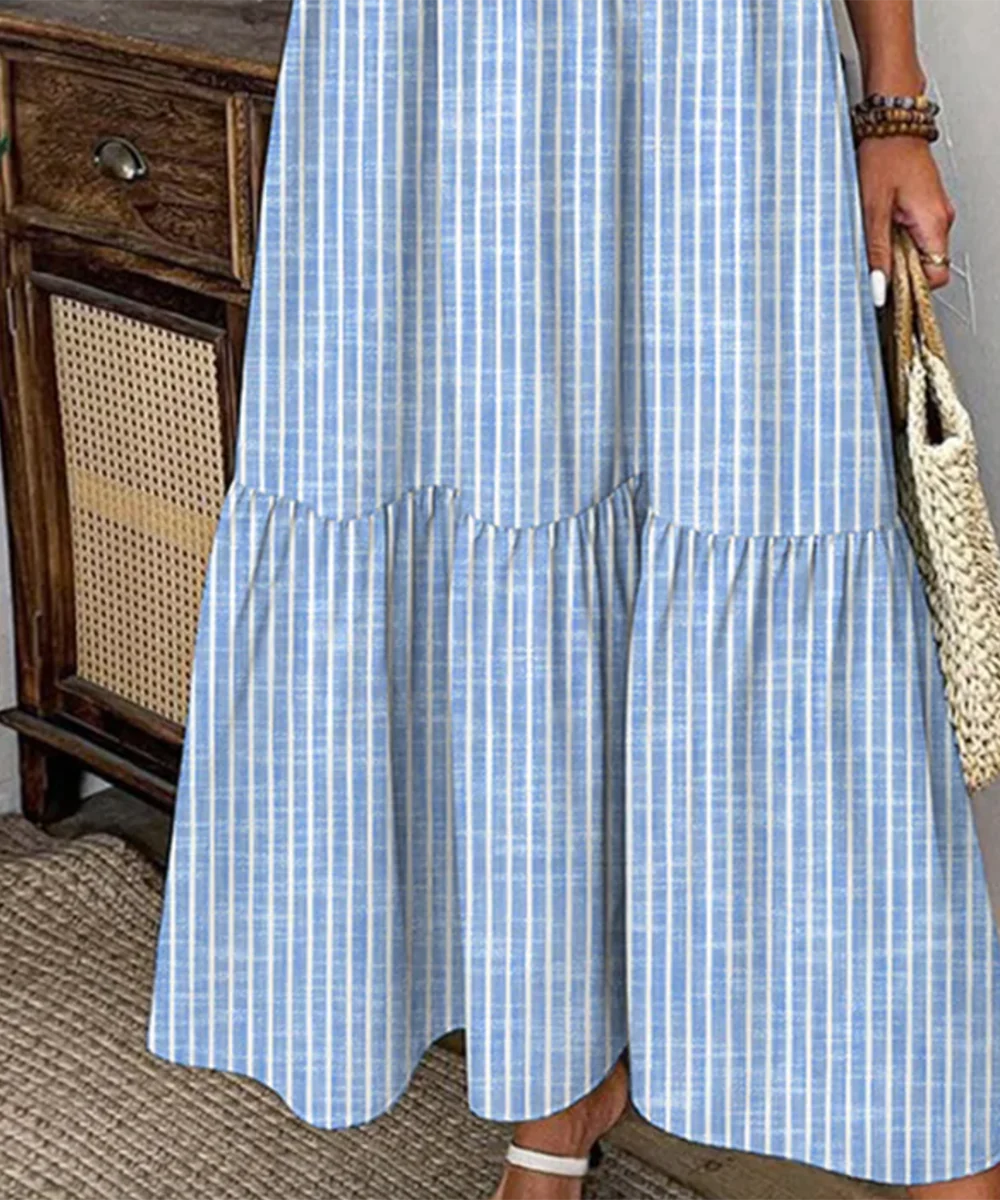 Robe longue à rayures et manches 3/4