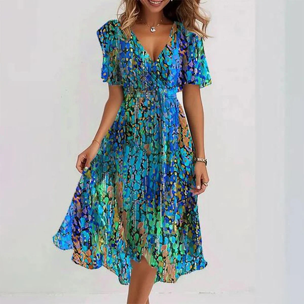 LIZA™ | VIBRANT ABSTRACT MIDI DRESS