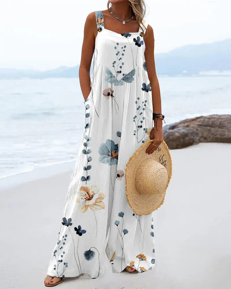 DAMEN | COMBINAISON À JAMBES LARGES ET IMPRIMÉ FLORAL