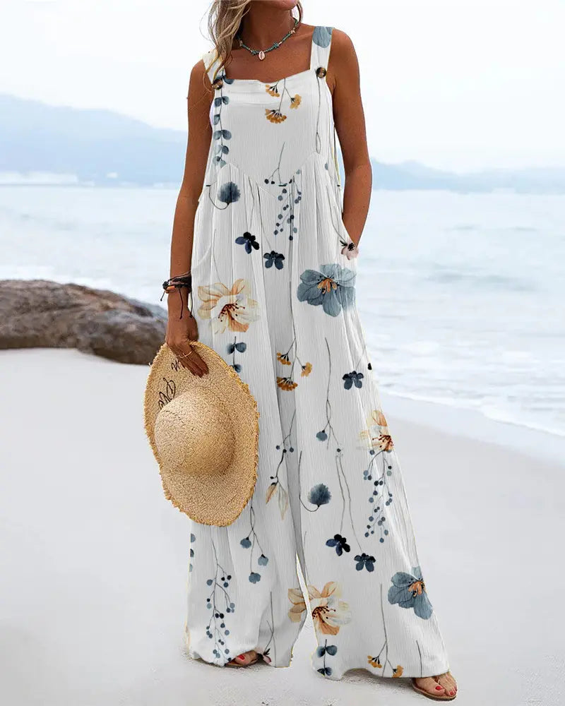 DAMEN | COMBINAISON À JAMBES LARGES ET IMPRIMÉ FLORAL