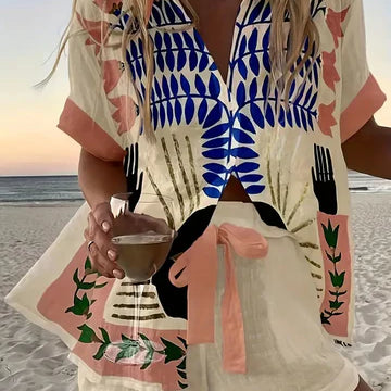 HOLLY -ENSEMBLE CHEMISE ET SHORT DE VACANCES À LA PLAGE D'ÉTÉ