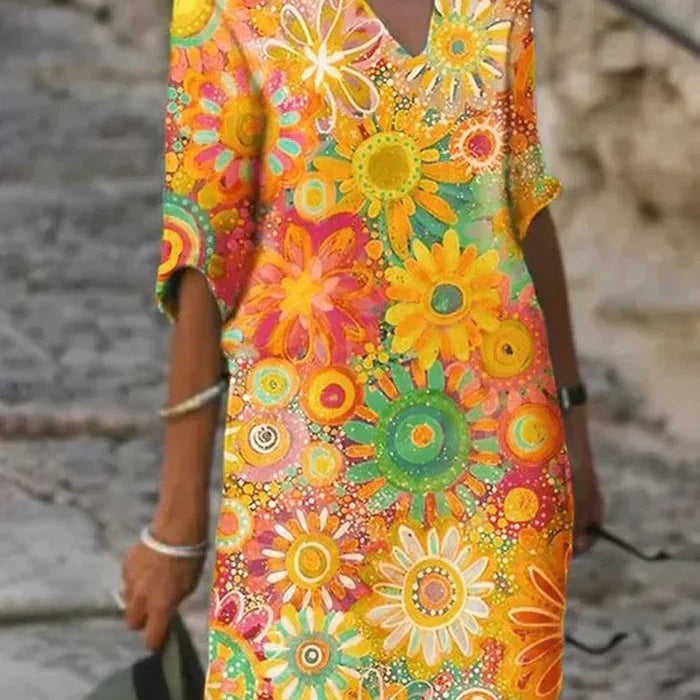 BETHA™ | COLORFUL FLORAL DRESS