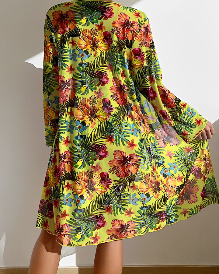 ISLA - ENSEMBLE DE BIKINI À IMPRIMÉ TROPICAL AVEC COUVERTURE