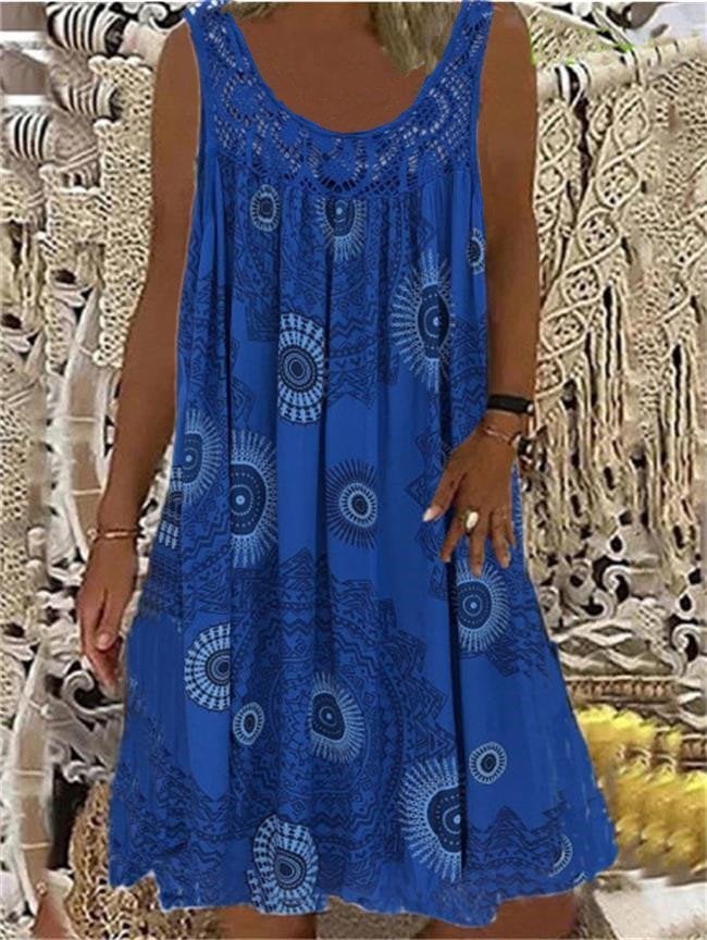 ZÖE ™| ROBE D'ÉTÉ IMPRIMÉE SANS MANCHES À COL ROND POUR FEMME