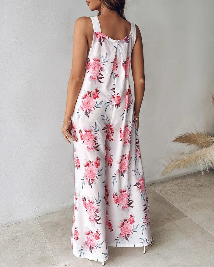 DAMEN | COMBINAISON À JAMBES LARGES ET IMPRIMÉ FLORAL