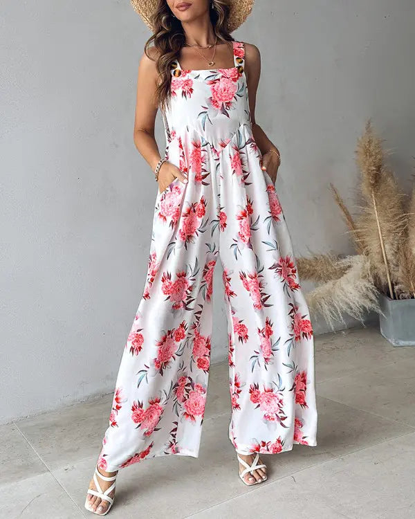 DAMEN | COMBINAISON À JAMBES LARGES ET IMPRIMÉ FLORAL