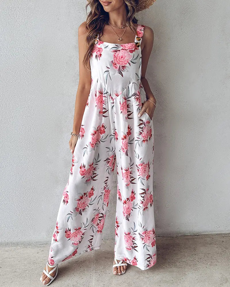 DAMEN | COMBINAISON À JAMBES LARGES ET IMPRIMÉ FLORAL