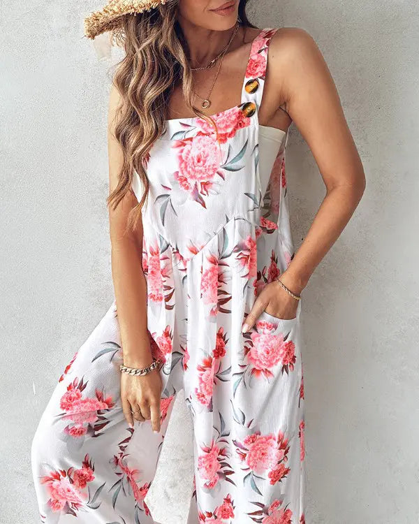 DAMEN | COMBINAISON À JAMBES LARGES ET IMPRIMÉ FLORAL