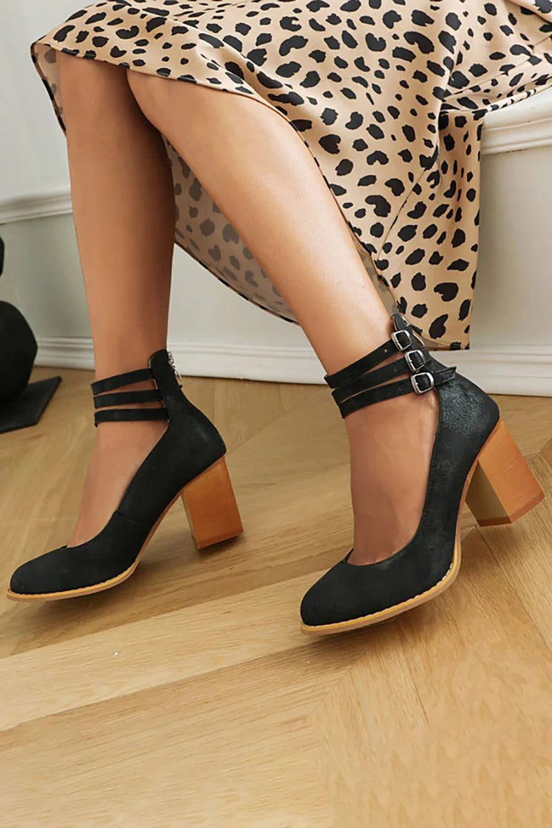 CASILDA™ | SMOOTH SANDALS WITH ANKLE STRAP AND BLOCK HEEL