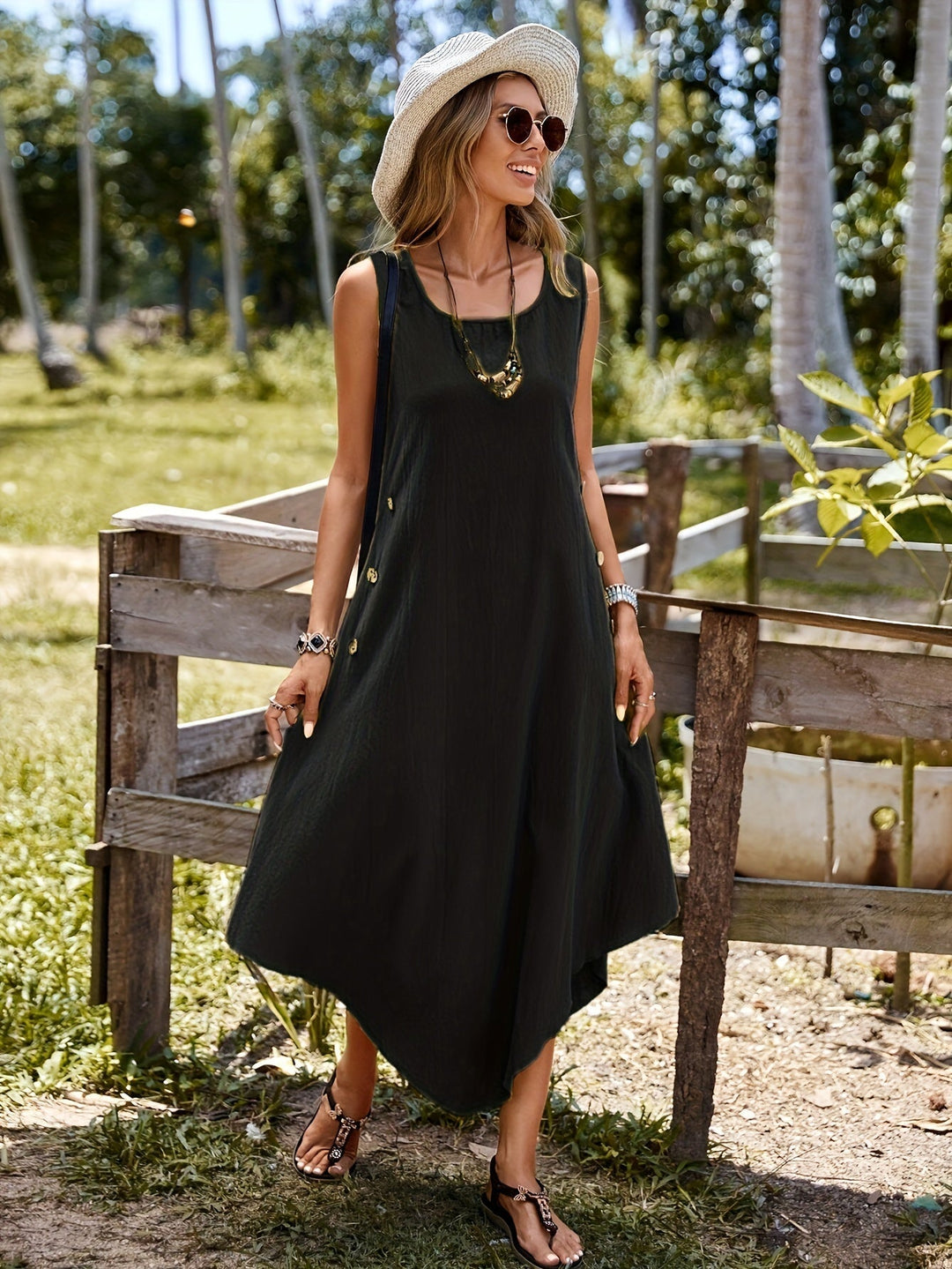 LILA™ |COMFORTABLE DRESS WITH ASYMMETRIC HEM