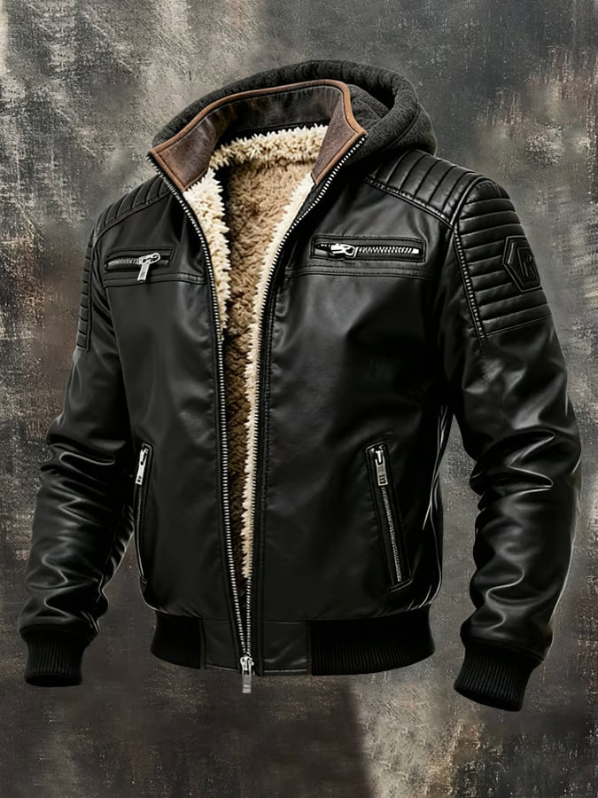DOUCE & MIDA™ | VESTE ÉLÉGANTE EN CUIR MATELASSÉ AVEC DOUBLURE SHERPA POUR HOMME