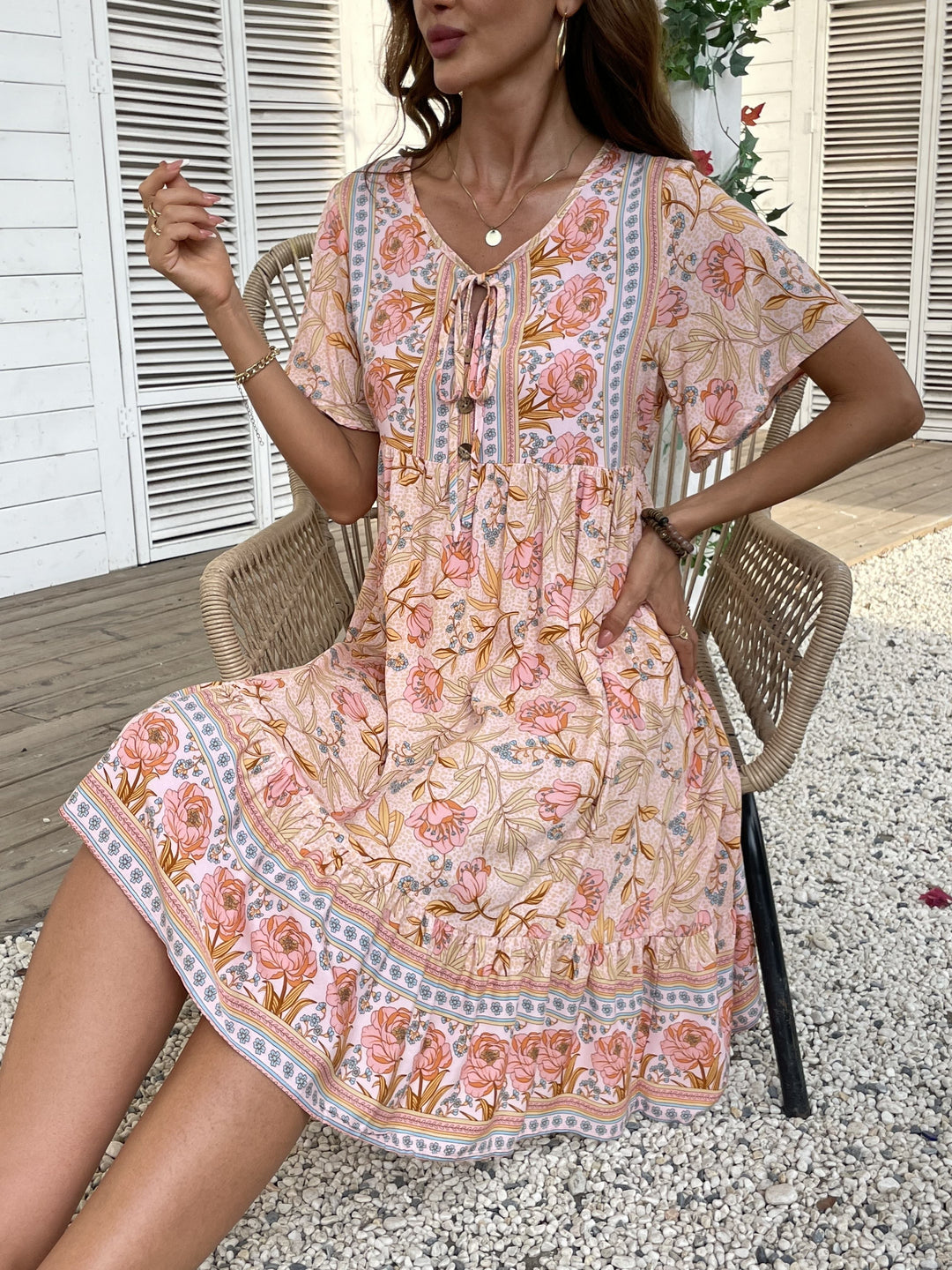 ZARA™ | FLORAL DRESS WITH TIE AT THE BACK