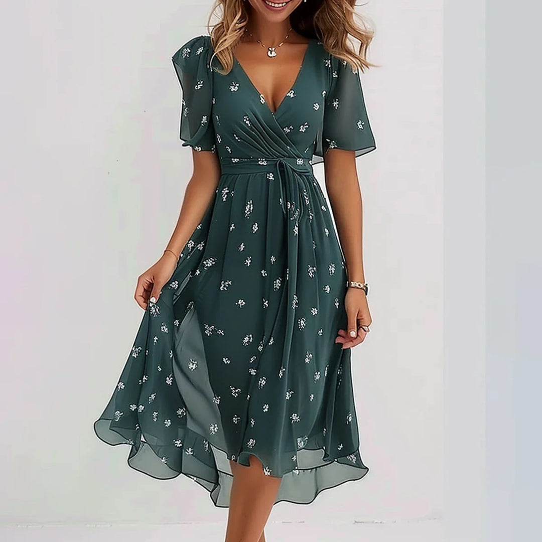 LIZA™ | VIBRANT ABSTRACT MIDI DRESS