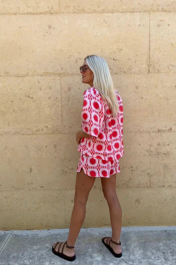 CECILIA - ENSEMBLE CHEMISE ET SHORT IMPRIMÉS STYLE PLAGE