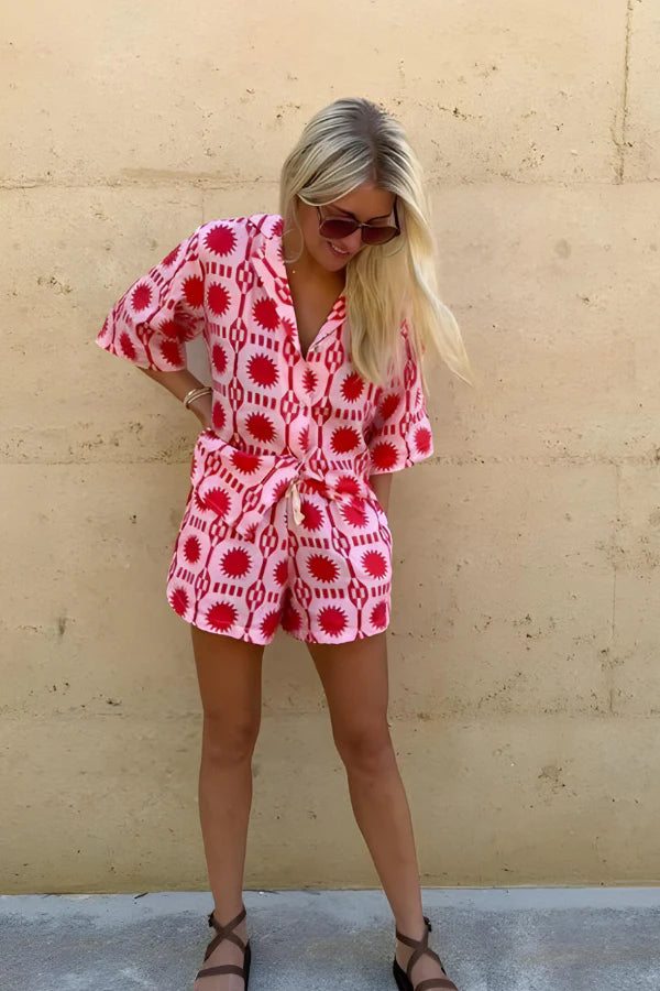 CECILIA - ENSEMBLE CHEMISE ET SHORT IMPRIMÉS STYLE PLAGE