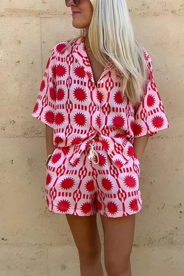 CECILIA - ENSEMBLE CHEMISE ET SHORT IMPRIMÉS STYLE PLAGE