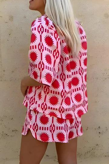 CECILIA - ENSEMBLE CHEMISE ET SHORT IMPRIMÉS STYLE PLAGE