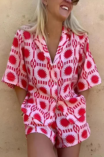 CECILIA - ENSEMBLE CHEMISE ET SHORT IMPRIMÉS STYLE PLAGE