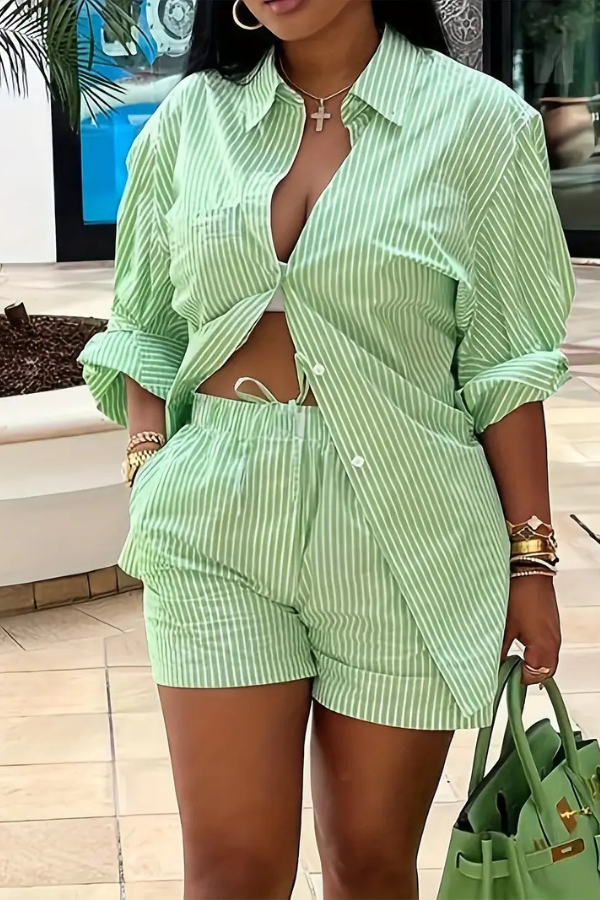 ASHLYN - ENSEMBLE CHEMISE ET SHORT À COL RABATTABLE