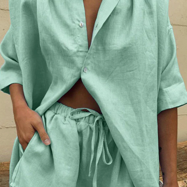 BEATRICE - ENSEMBLE CHEMISE ET SHORT BOUTONNÉS SURDIMENSIONNÉS
