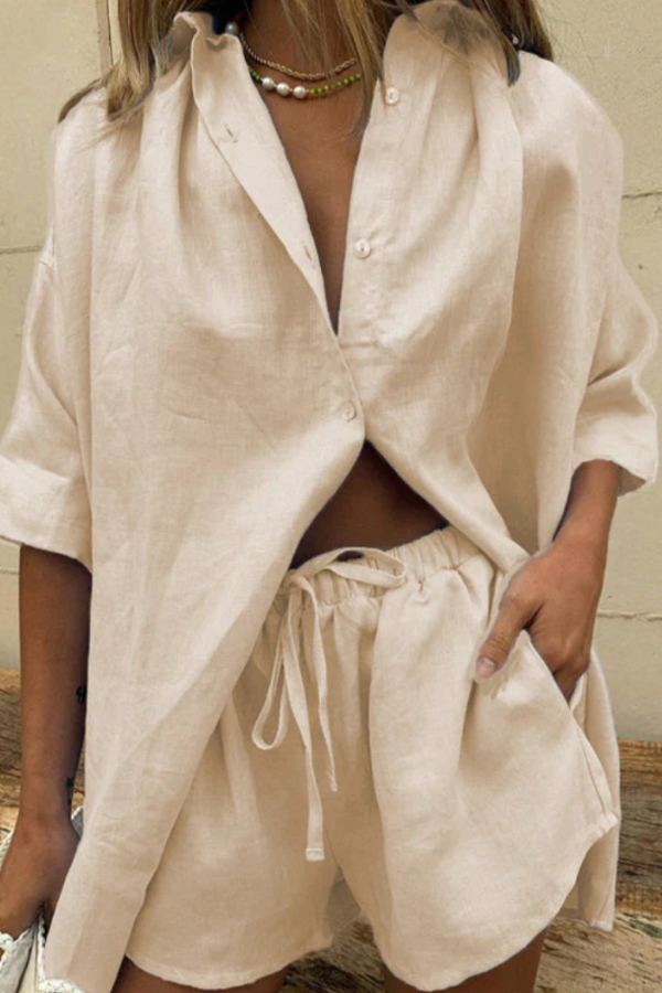 BEATRICE - ENSEMBLE CHEMISE ET SHORT BOUTONNÉS SURDIMENSIONNÉS