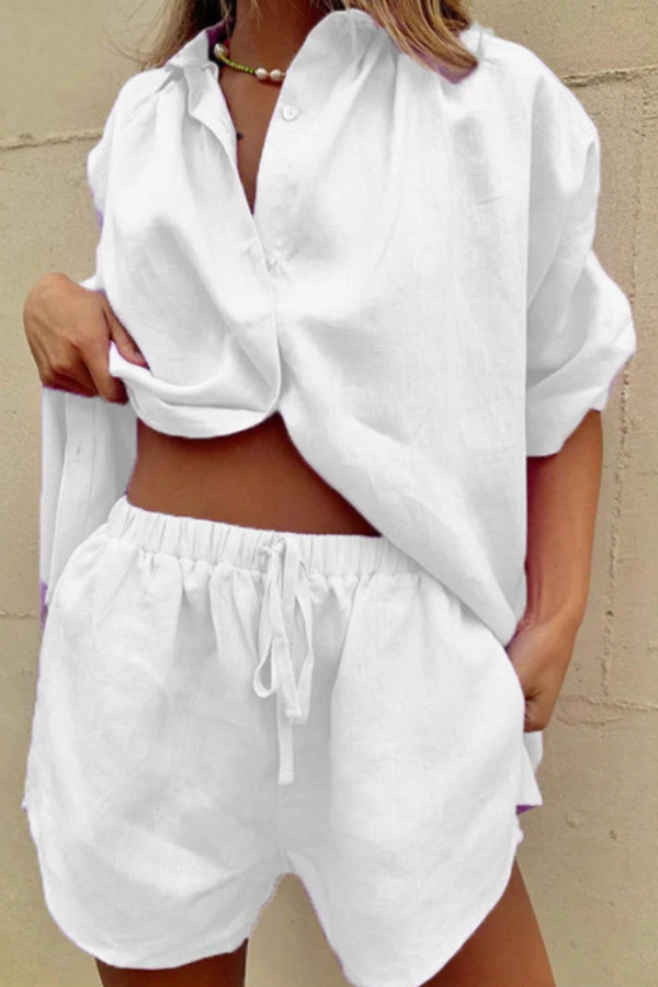 BEATRICE - ENSEMBLE CHEMISE ET SHORT BOUTONNÉS SURDIMENSIONNÉS