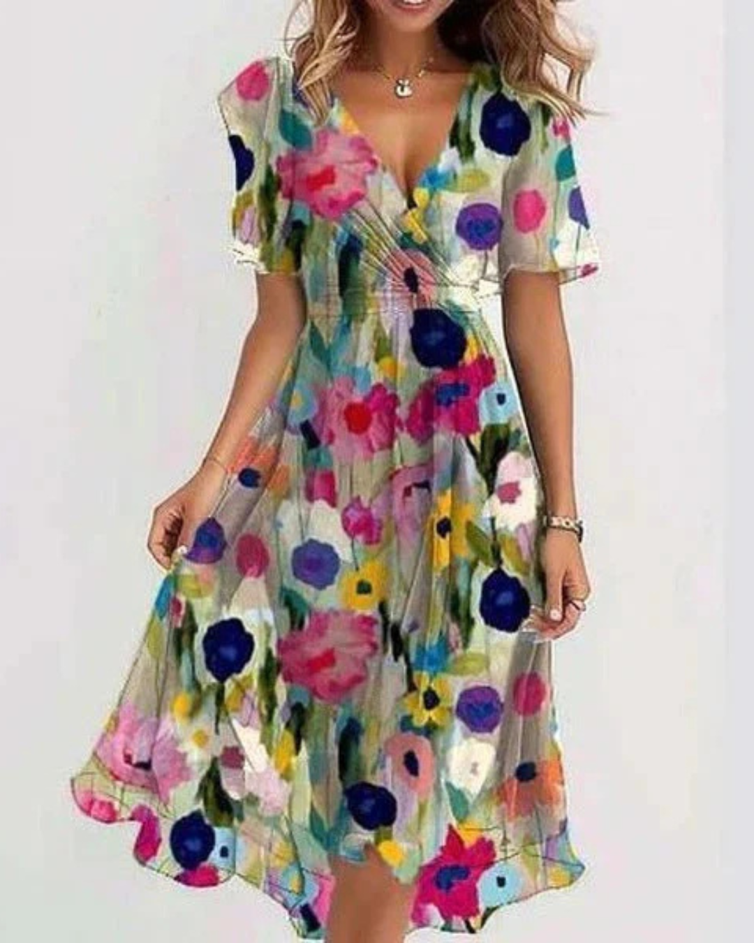 LIZA™ | VIBRANT ABSTRACT MIDI DRESS