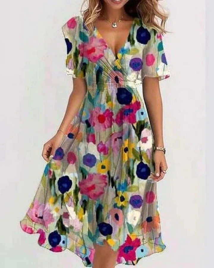 LIZA™ | VIBRANT ABSTRACT MIDI DRESS
