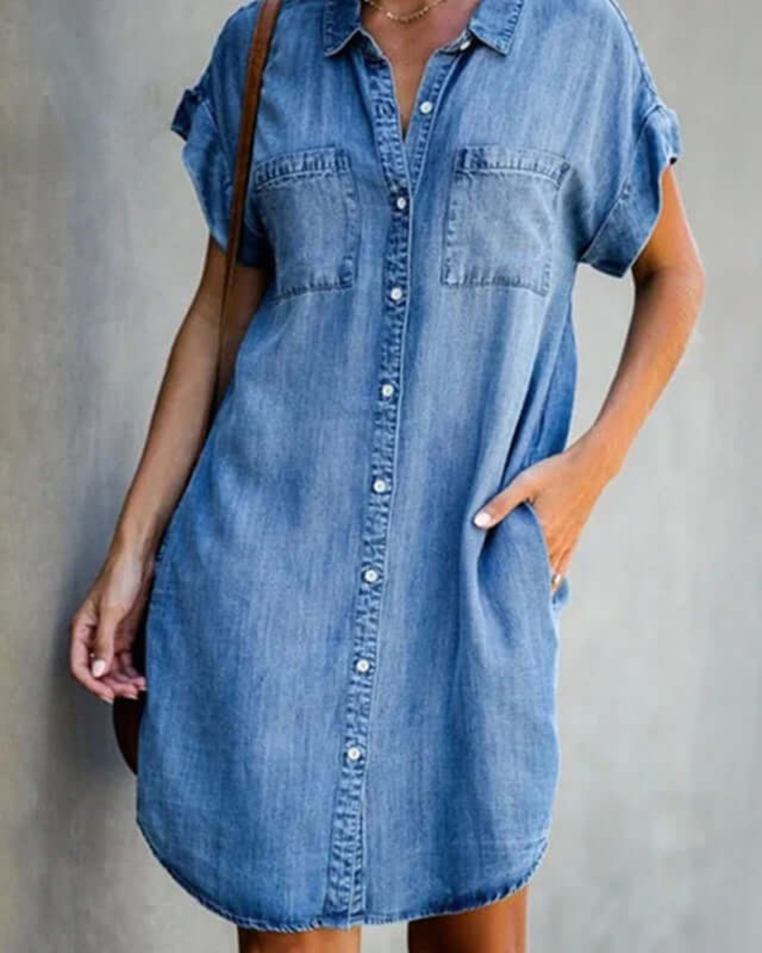 OLIVE™ | ELEGANT DENIM DRESS WITH BELLY COVER