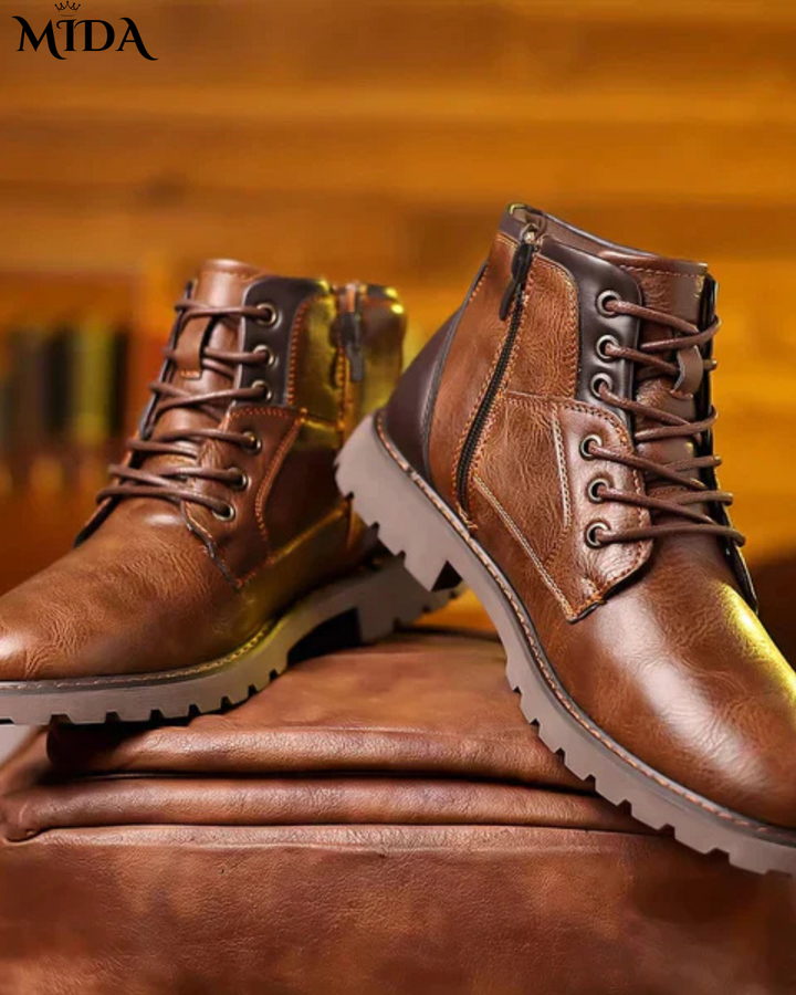 Evan™ |  Rugged Leather Lace-Up Boots