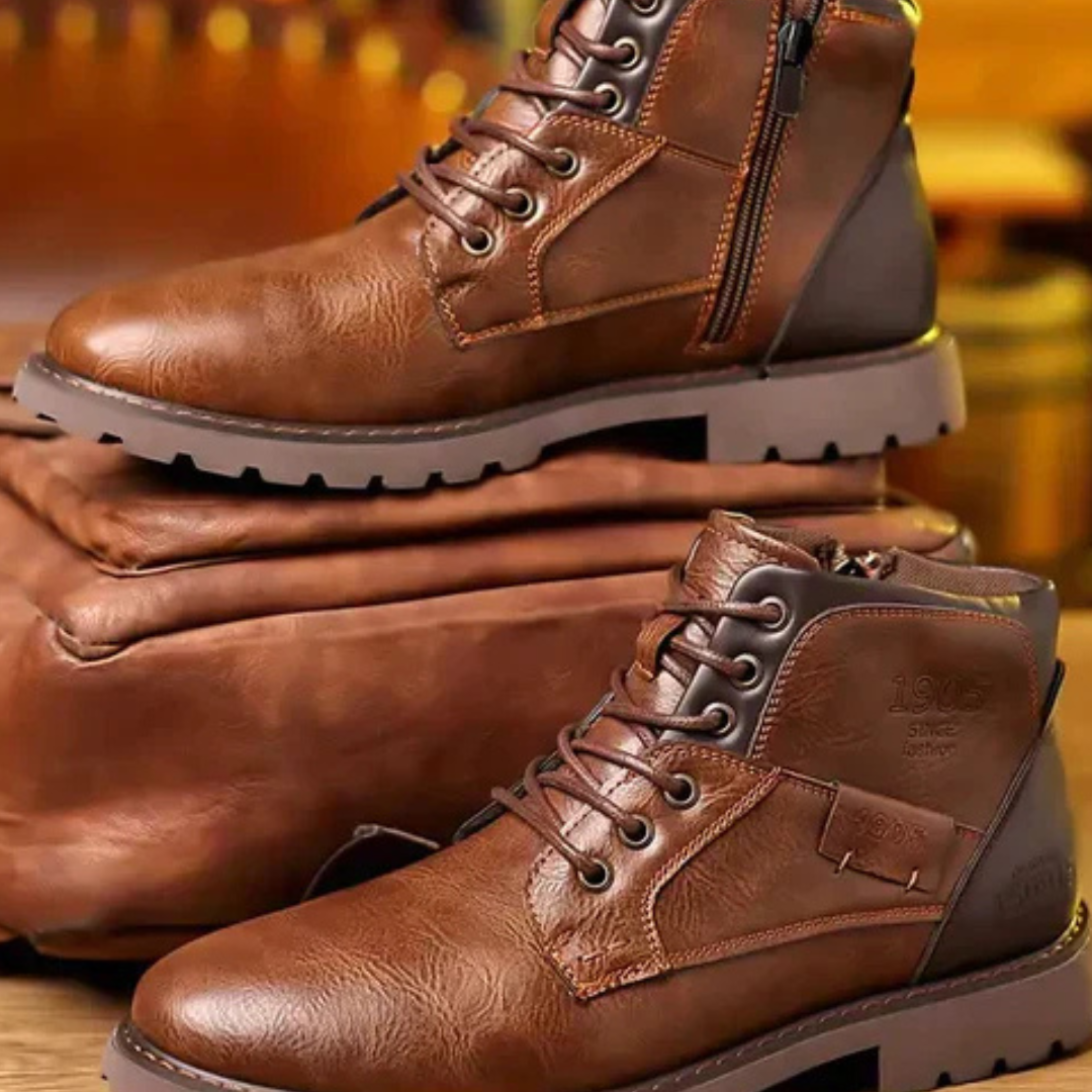 Evan™ |  Rugged Leather Lace-Up Boots