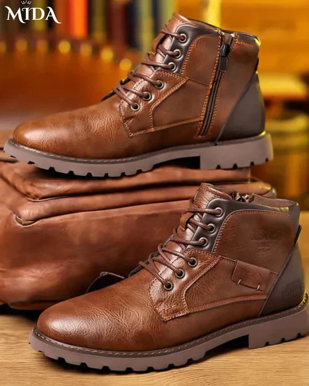 Evan™ |  Rugged Leather Lace-Up Boots