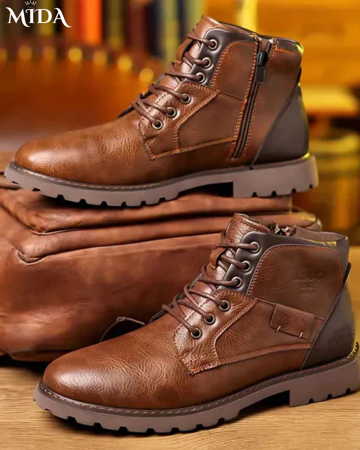 Evan™ |  Rugged Leather Lace-Up Boots