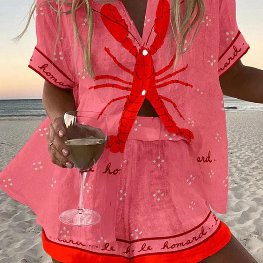 PALLINA™ | ENSEMBLE COURT EN LIN ROSE HOMARD