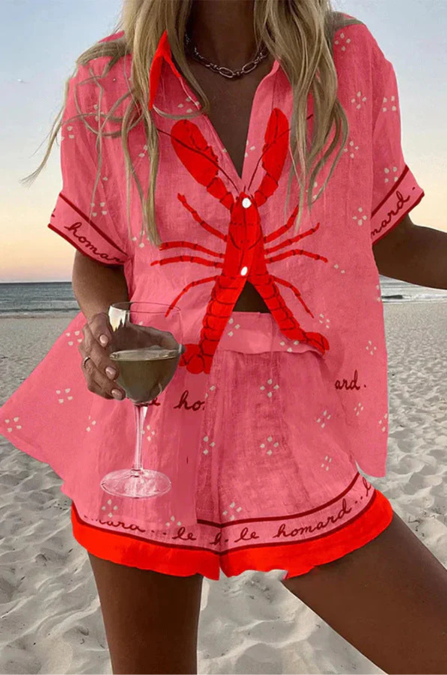 PALLINA™ | ENSEMBLE COURT EN LIN ROSE HOMARD