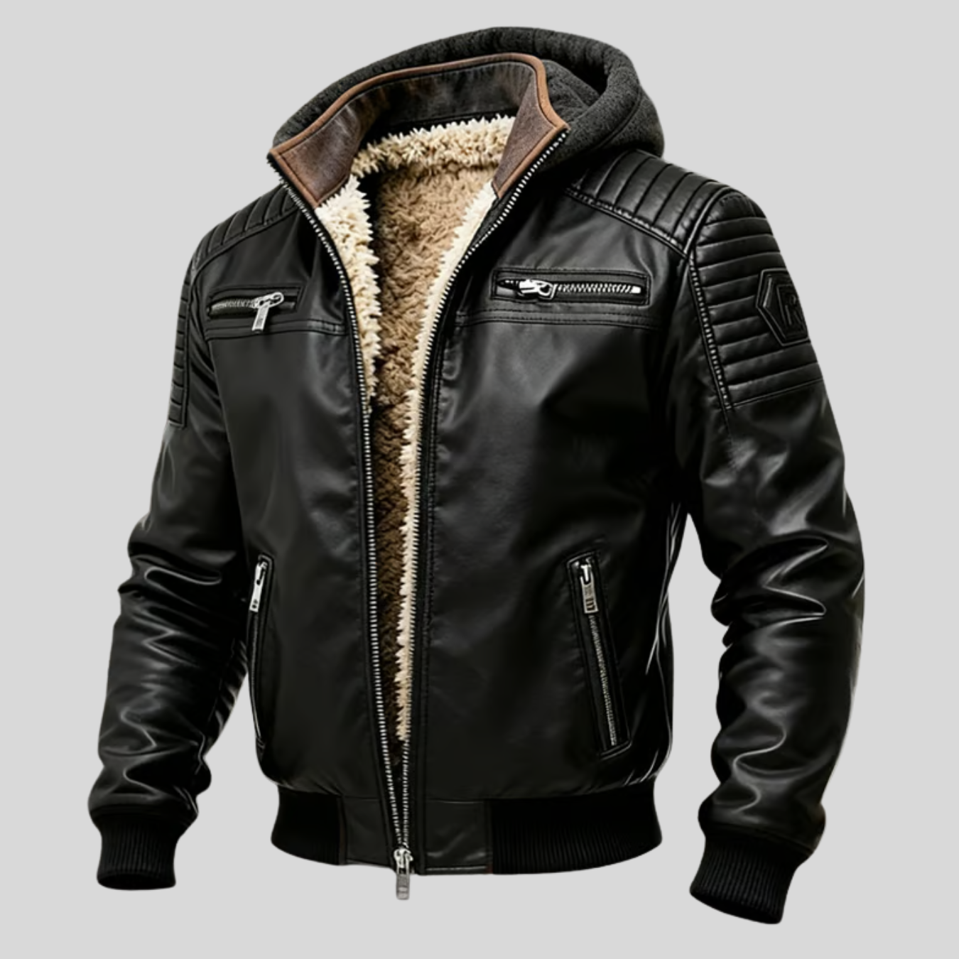 DOUCE & MIDA™ | VESTE ÉLÉGANTE EN CUIR MATELASSÉ AVEC DOUBLURE SHERPA POUR HOMME