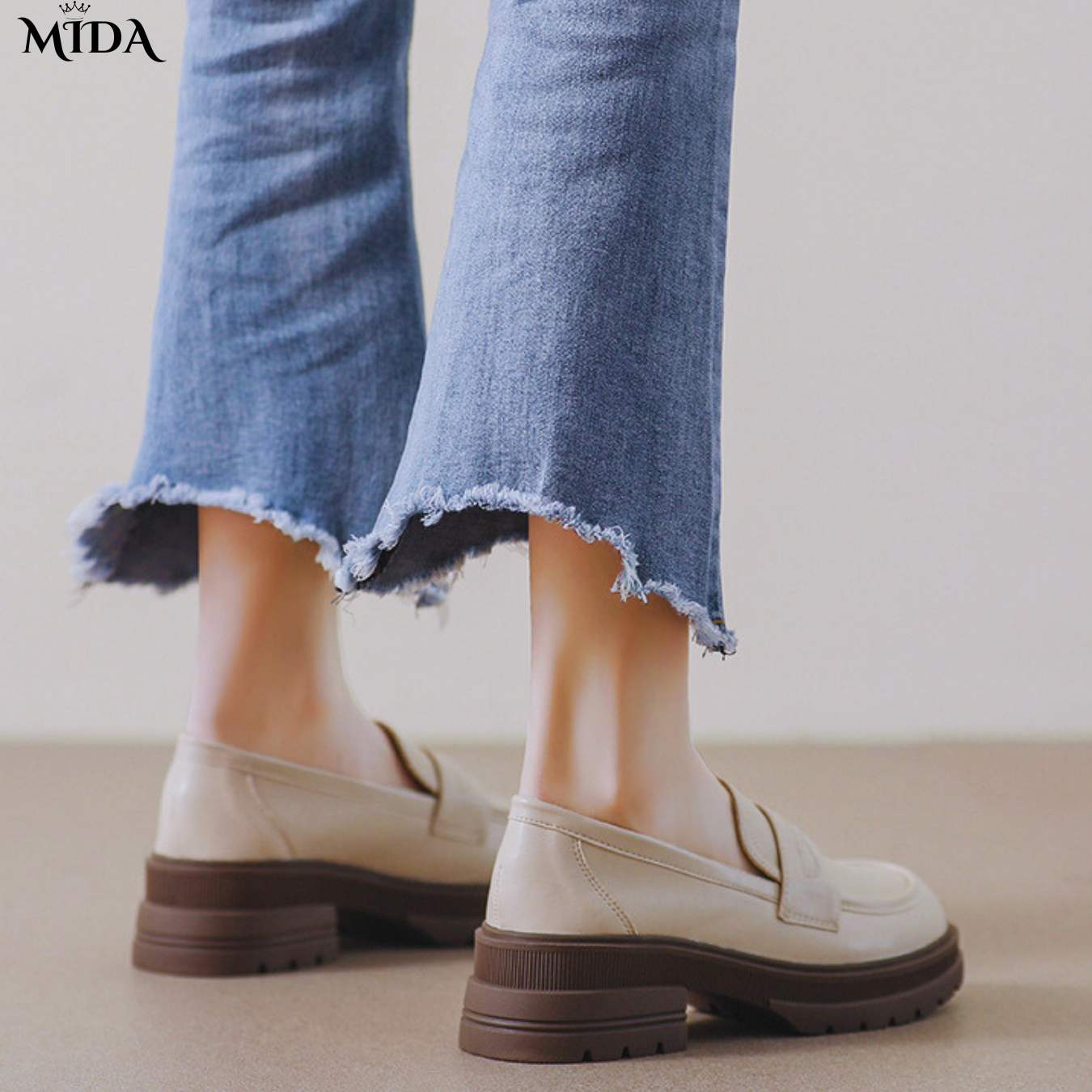 Nicole™ | Mocassins confortables en cuir avec semelle épaisse