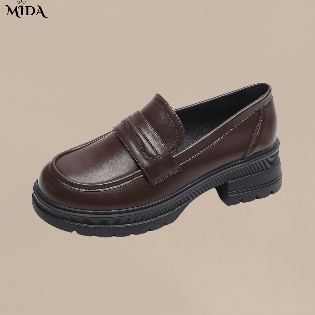 Nicole™ | Mocassins confortables en cuir avec semelle épaisse