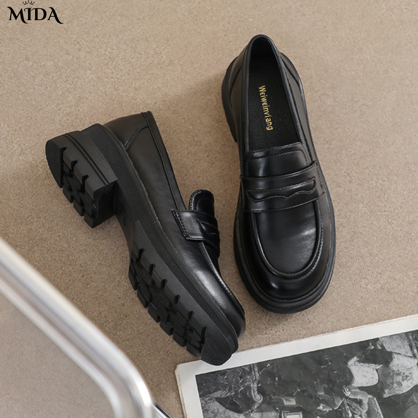 Nicole™ | Mocassins confortables en cuir avec semelle épaisse