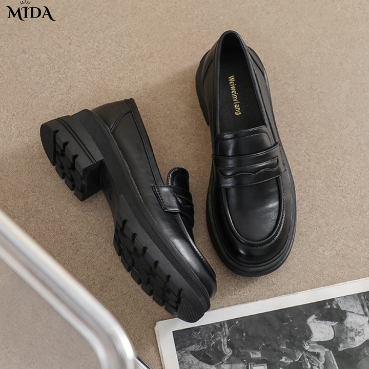 Nicole™ | Mocassins confortables en cuir avec semelle épaisse