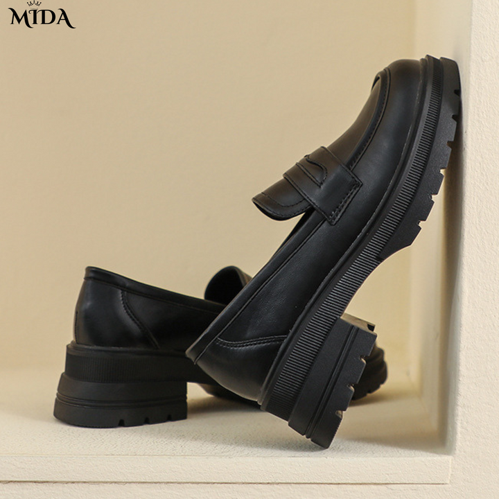 Nicole™ | Mocassins confortables en cuir avec semelle épaisse