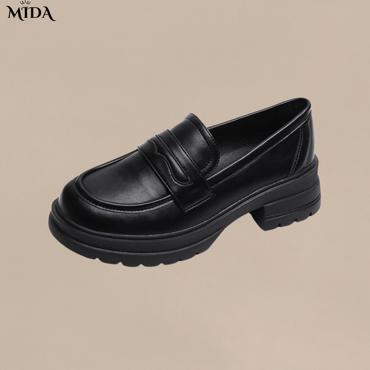 Nicole™ | Mocassins confortables en cuir avec semelle épaisse