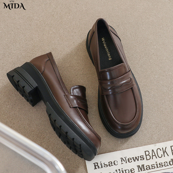 Nicole™ | Mocassins confortables en cuir avec semelle épaisse