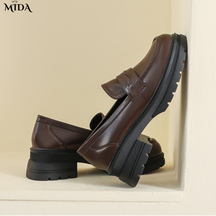 Nicole™ | Mocassins confortables en cuir avec semelle épaisse